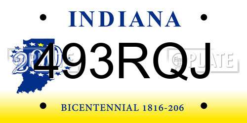 493RQJ Indiana License Plate