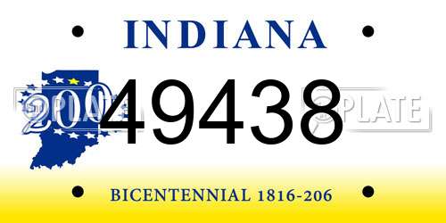 49438 Indiana License Plate