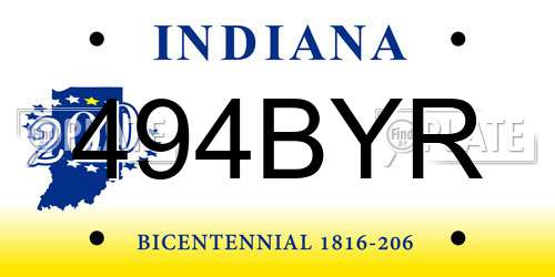 494BYR Indiana License Plate