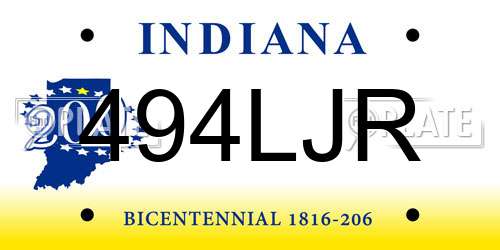 494LJR Indiana License Plate