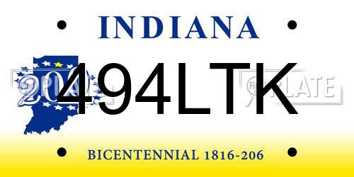 494LTK Indiana License Plate
