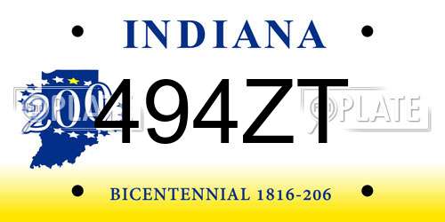 494ZT Indiana License Plate