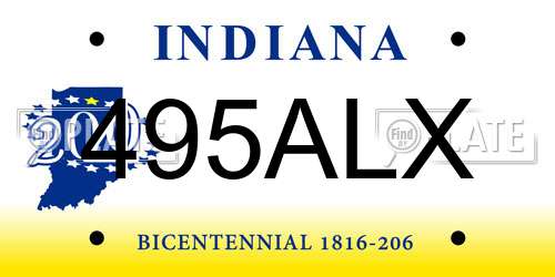 495ALX Indiana License Plate