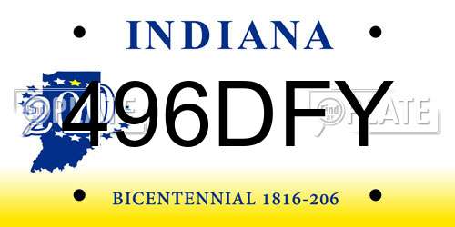 496DFY Indiana License Plate
