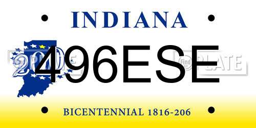 496ESE Indiana License Plate