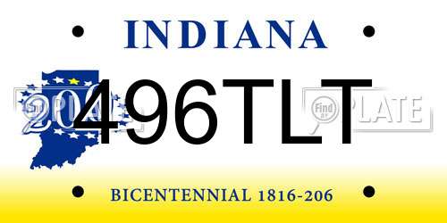 496TLT Indiana License Plate