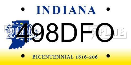 498DFO Indiana License Plate
