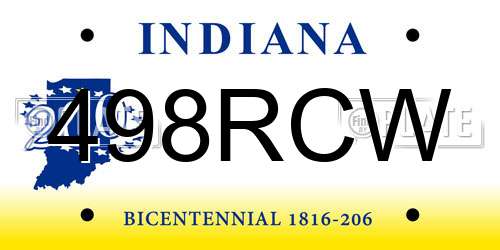 498RCW Indiana License Plate