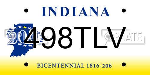 498TLV Indiana License Plate