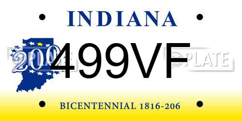 499VF Indiana License Plate