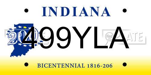499YLA Indiana License Plate