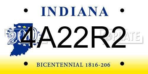 4A22R2 Indiana License Plate