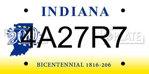 4A27R7 Indiana License Plate
