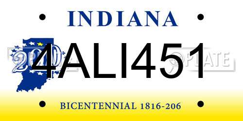 4ALI451 Indiana License Plate