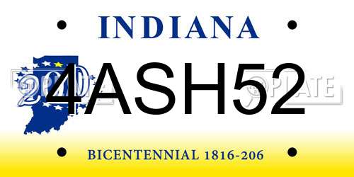 4ASH52 Indiana License Plate