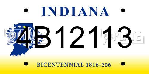 4B12113 Indiana License Plate