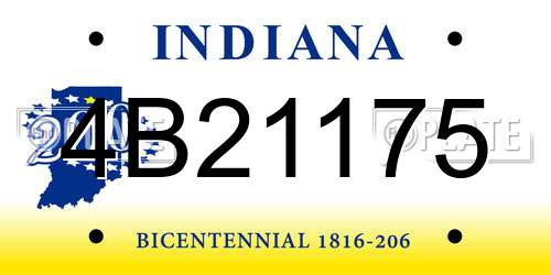 4B21175 Indiana License Plate