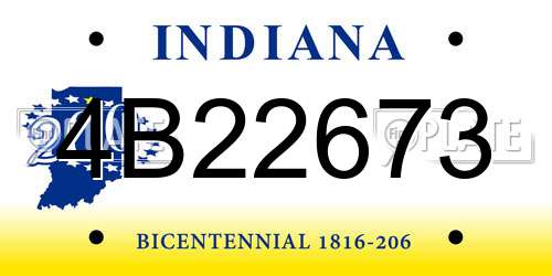 4B22673 Indiana License Plate