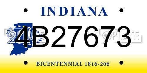 4B27673 Indiana License Plate