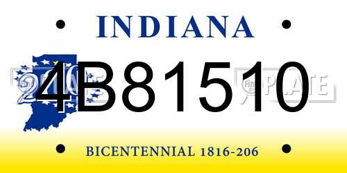 4B81510 Indiana License Plate