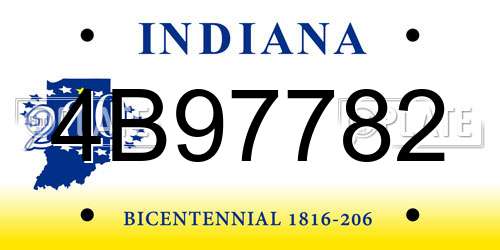 4B97782 Indiana License Plate