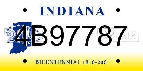 4B97787 Indiana License Plate