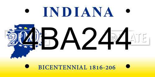 4BA244 Indiana License Plate