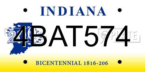 4BAT574 Indiana License Plate