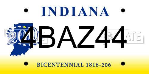 4BAZ44 Indiana License Plate