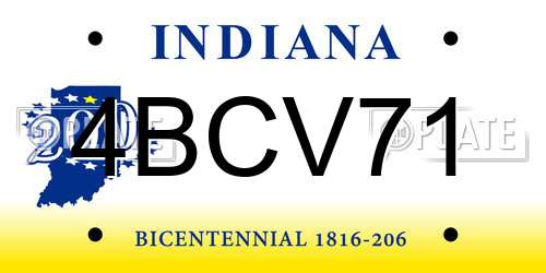 4BCV71 Indiana License Plate