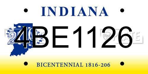 4BE1126 Indiana License Plate