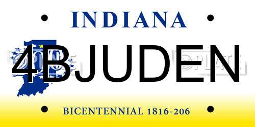 4BJUDEN Indiana License Plate