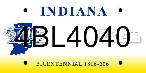 4BL4040 Indiana License Plate