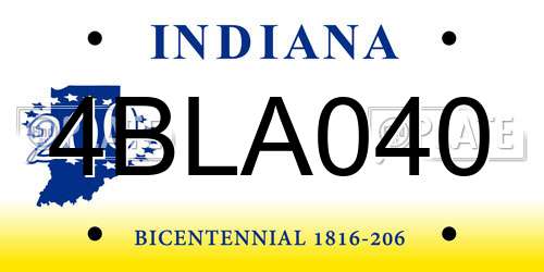 4BLA040 Indiana License Plate