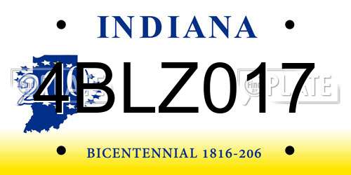 4BLZ017 Indiana License Plate