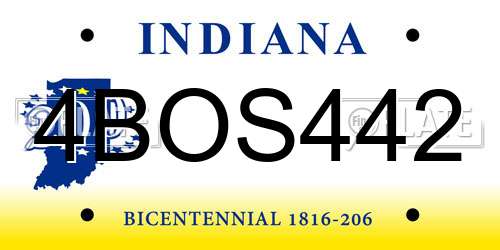 4BOS442 Indiana License Plate