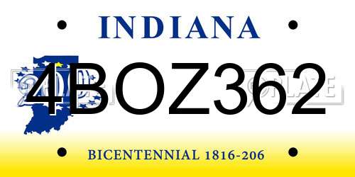 4BOZ362 Indiana License Plate
