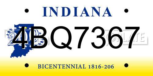 4BQ7367 Indiana License Plate
