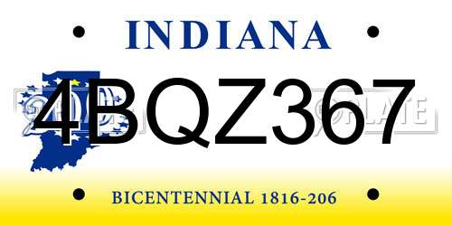 4BQZ367 Indiana License Plate