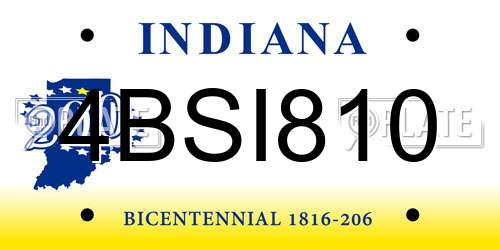 4BSI810 Indiana License Plate