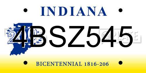 4BSZ545 Indiana License Plate