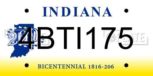 4BTI175 Indiana License Plate