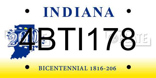 4BTI178 Indiana License Plate