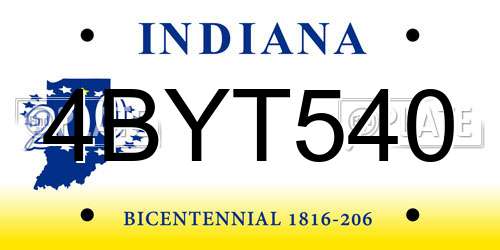 4BYT540 Indiana License Plate