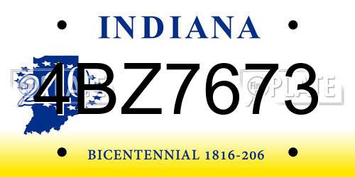 4BZ7673 Indiana License Plate