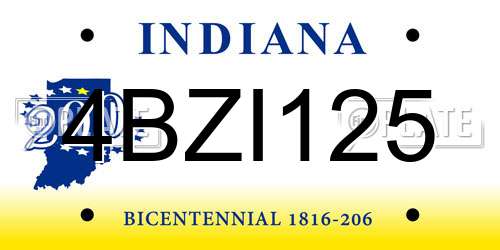 4BZI125 Indiana License Plate
