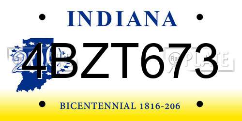 4BZT673 Indiana License Plate