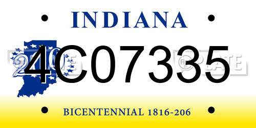 4C07335 Indiana License Plate