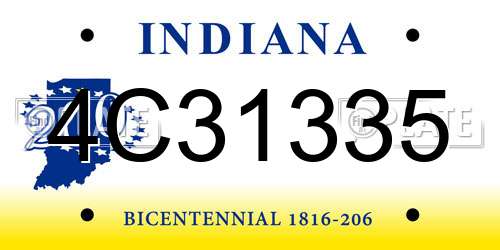 4C31335 Indiana License Plate