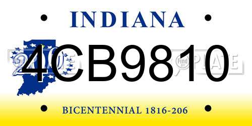 4CB9810 Indiana License Plate